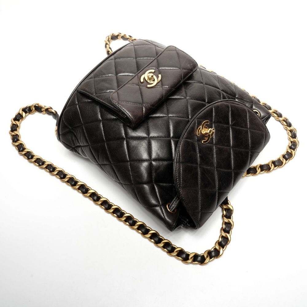 CHANEL No. 3 1994-1996 Lambskin Duma Matelasse Backpack/Daypack in Black - Picture 8 of 15